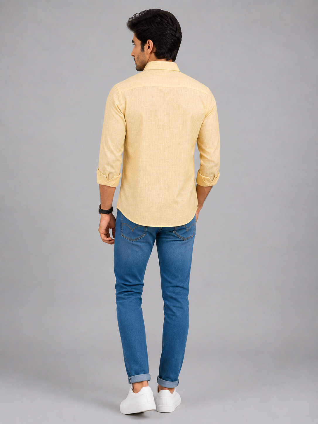 3adc1898-39f9-4192-8603-7d412ae5fc72 Premium Textured Mustard Yellow Casual Shirt for Men - Image 1