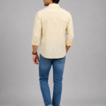 Men's Premium Light Yellow Textured Linen Casual Shirt