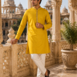 Sun-Kissed Mustard Embroidered Kurta for Men