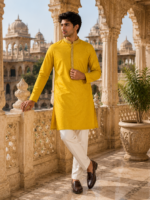 Sun-Kissed Mustard Embroidered Kurta for Men
