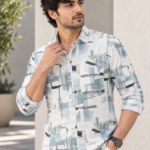 Abstract Art Print Long Sleeve Shirt for Men