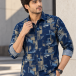 Modern Abstract Geometric Print Men's Casual Shirt