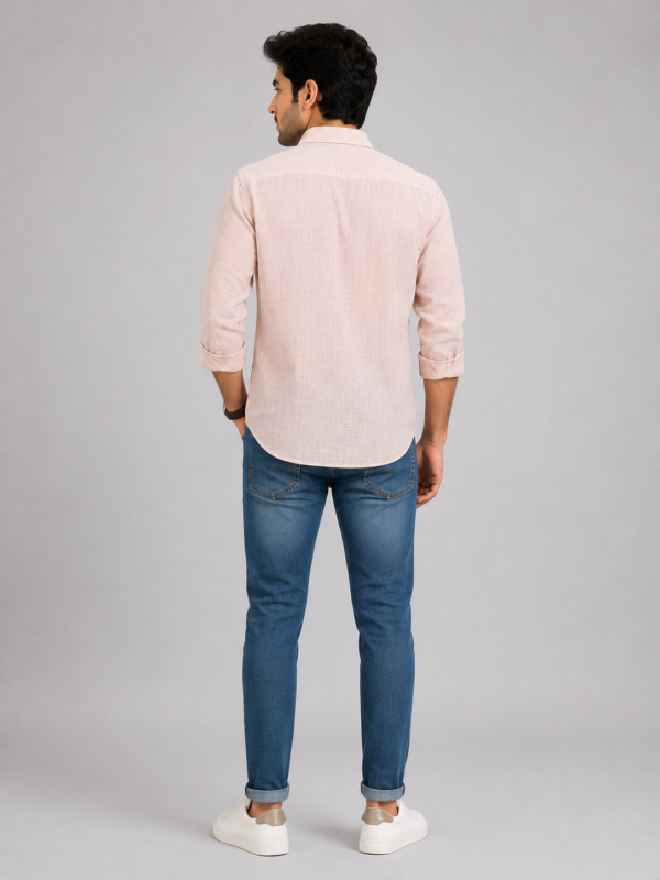 Premium Soft Peach Linen-Blend Textured Shirt - Image 2