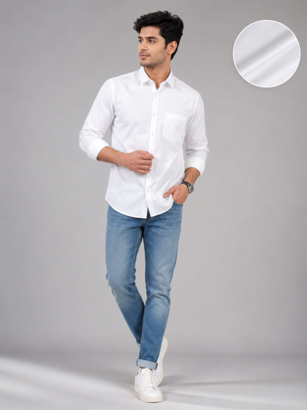Classic Men's Crisp White Formal Button-Down Shirt - Image 4