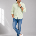 Light Green Textured Men's Casual Shirt