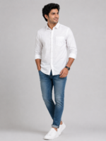 Premium White Textured Casual Shirt for Men - Image 4