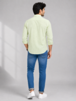 Light Green Textured Men's Casual Shirt - Image 2