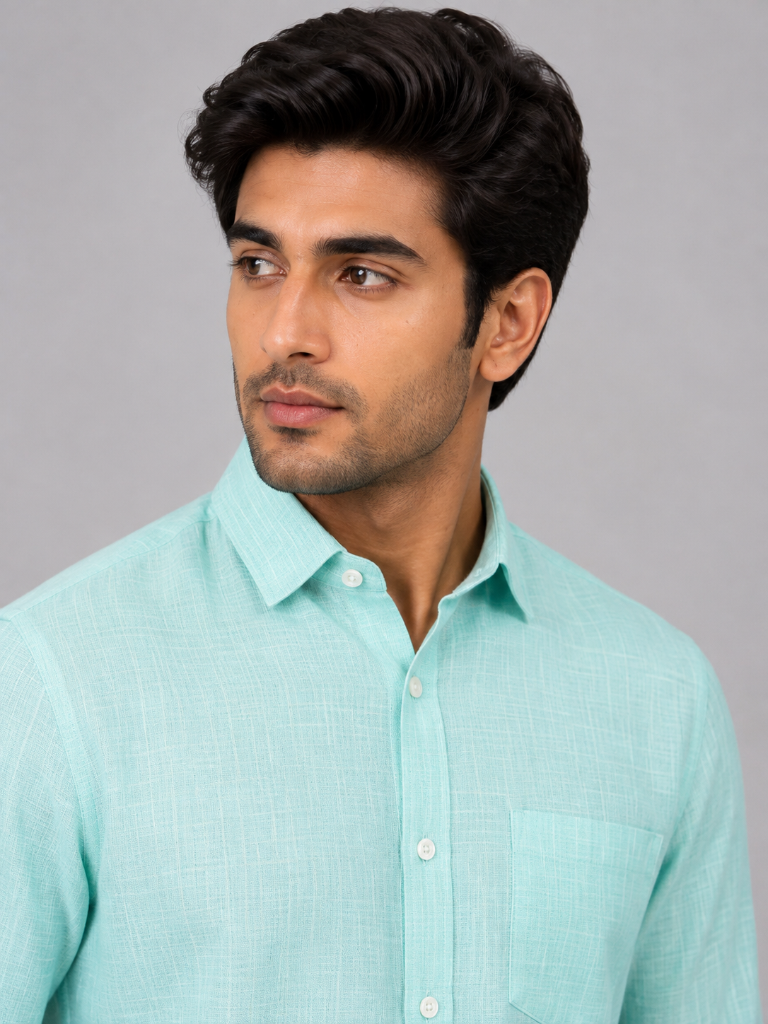 e2b18009-2f09-481d-9d96-98d21505b6b8 Men's Premium Mint Green Textured Cotton Shirt - Image 1
