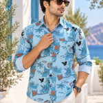 Aegean Breeze Abstract Floral Print Men's Casual Shirt