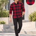 Men's Premium Red and Black Plaid Flannel Button-Down Shirt