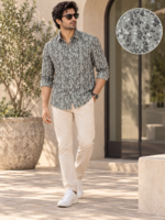 Sage Green Floral Print Premium Men's Casual Shirt - Image 4