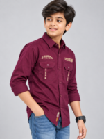 Boys' Premium Maroon Casual Shirt with Graphic Details - Image 2