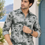 Coastal Bloom Men's Sage Floral Print Casual Shirt