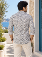 Men's Abstract Mosaic Print Long-Sleeve Shirt - Premium Casual Wear - Image 4