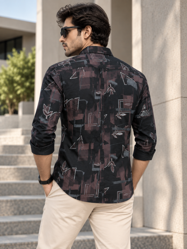 Men's Modern Abstract Print Button-Down Shirt - Image 4