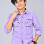 Boys' Lavender Utility-Style Casual Button-Down Shirt