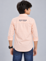 Boys Peach Casual Utility Button-Down Shirt - Image 3