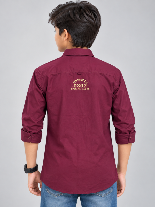 Boys' Premium Maroon Casual Shirt with Graphic Details - Image 4