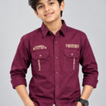 Boys' Premium Maroon Casual Shirt with Graphic Details
