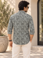Sage Green Floral Print Premium Men's Casual Shirt - Image 3