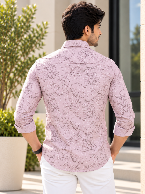 Modern Abstract Print Long-Sleeve Shirt in Dusty Rose - Image 4