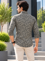 Modern Abstract Print Long-Sleeve Shirt for Men - Image 4