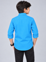 Boys Vibrant Blue Utility Shirt with Graphic Detailing - Image 4