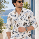 Coastal Bloom Men's Long-Sleeve Button-Down Shirt