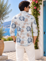 Coastal Bloom Men's Long Sleeve Casual Button-Down Shirt - Image 4