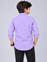 Boys' Lavender Utility-Style Casual Button-Down Shirt - Image 4