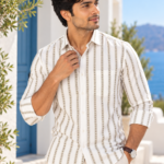 Men's Mediterranean Striped Cotton Casual Shirt