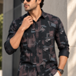 Men's Modern Abstract Print Button-Down Shirt