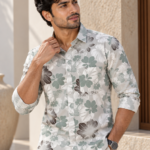 Men's Sage & Charcoal Floral Print Long-Sleeve Shirt