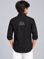 Boys' Black Utility-Style Casual Button-Down Shirt - Image 4