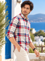 Classic Multi-Color Plaid Long Sleeve Button-Down Shirt - Image 4