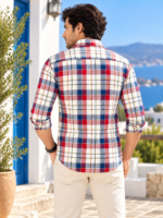 Classic Multi-Color Plaid Long Sleeve Button-Down Shirt - Image 2