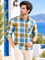 Coastal Breeze Men's Plaid Long-Sleeve Casual Shirt - Image 3