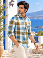 Coastal Breeze Men's Plaid Long-Sleeve Casual Shirt - Image 4