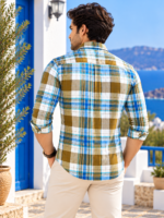 Coastal Breeze Men's Plaid Long-Sleeve Casual Shirt - Image 2