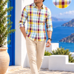 Sun-Drenched Plaid Long-Sleeve Casual Shirt